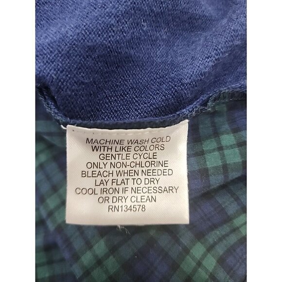 Vineyard Vines Sweater Navy Plaid Merino Wool Blend Mixed Media Women's XS - Picture 8 of 8
